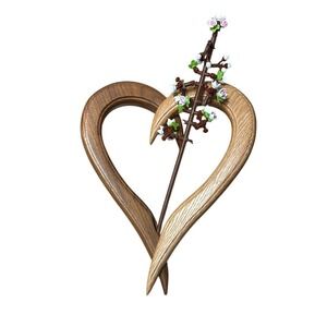 Wild Flower Wood 3D Heart Vase Black Walnut And Red Oak BoHo Natural